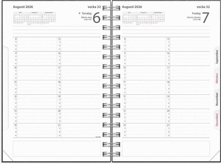 Kalender 2026 Tidkalender svart kartong, Övrigt