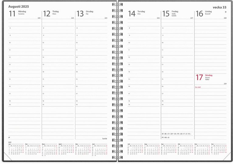Kalender 2025 Weekly A5 refill, Övrigt