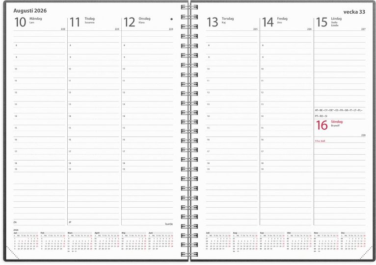 Kalender 2026 Weekly A5 refill, Övrigt