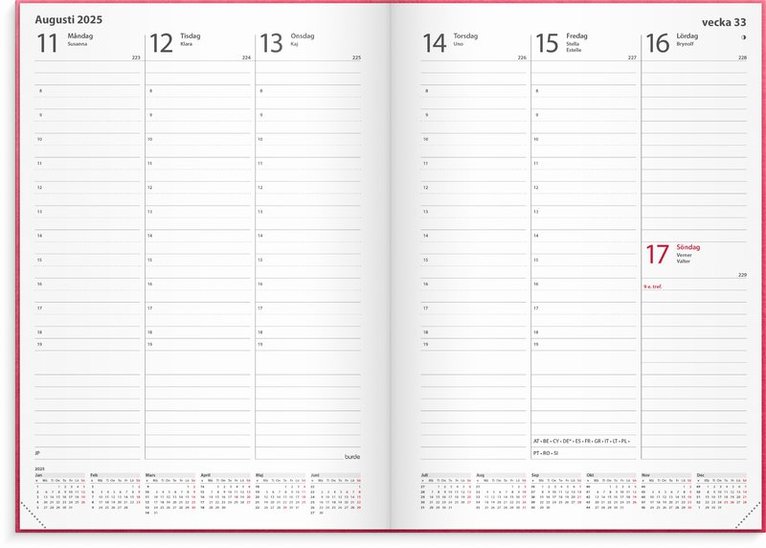 Kalender 2025 Weekly A5 rosa konstläder, Övrigt