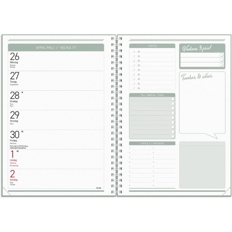 Kalender Få det gjort 2027 grön, Övrigt