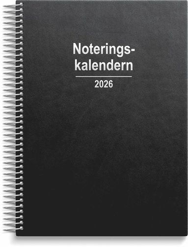 Kalender 2026 Noteringskalendern svart konstläder 1