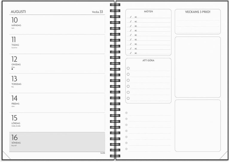 Kalender 2026 Få det gjort svart, Övrigt