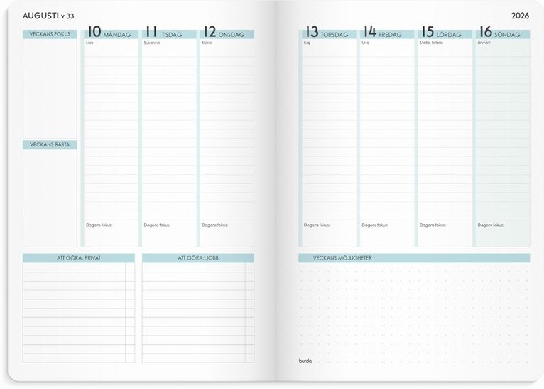 Kalender 2026 Life Planner Focus, Övrigt
