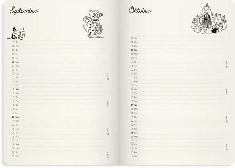 Kalender 2026 Mumin A5, Övrigt