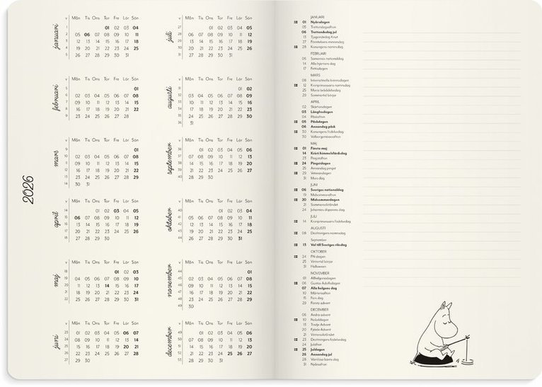 Kalender 2026 Mumin A5, Övrigt