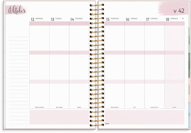 Kalender 2026 Life Organizer rosa, Övrigt