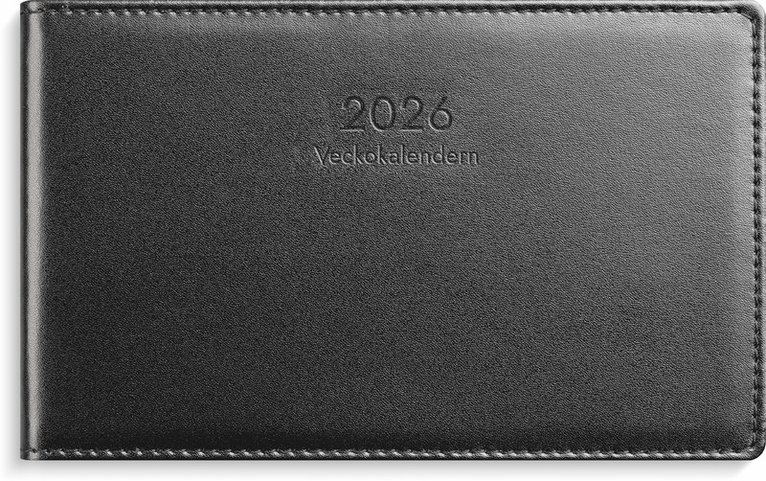 Kalender 2026 Veckokalendern svart skinn, Övrigt