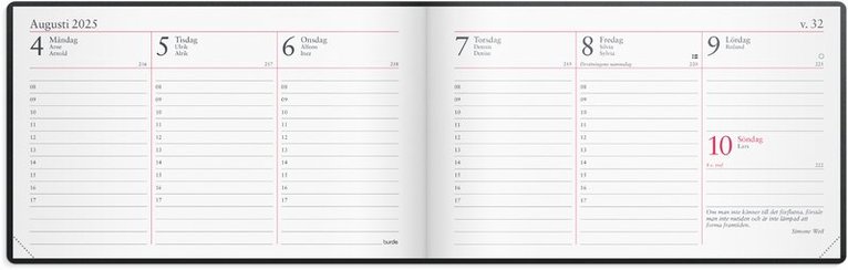 Kalender 2025 Veckokalendern svart plast, Övrigt