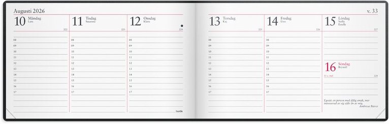 Kalender 2026 Veckokalendern svart plast, Övrigt