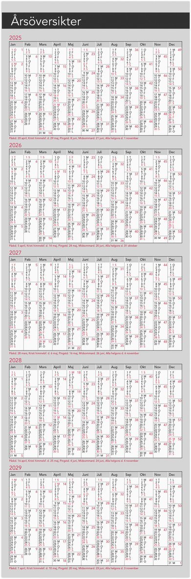 Kalender 2026 Årsblad, Övrigt