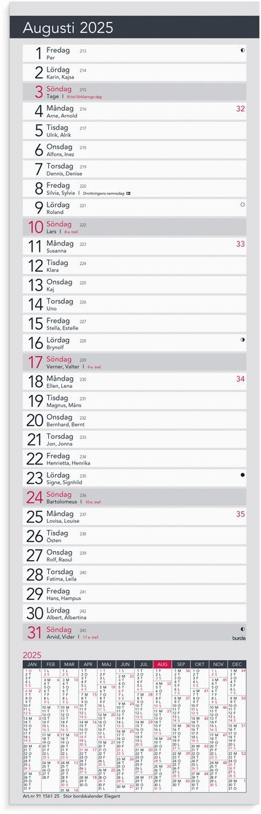 Kalender 2025 Stor Bordskalender Elegant 1