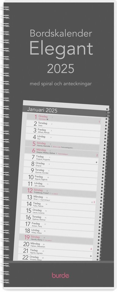 Kalender 2025 Bordskalender Elegant spiral 1