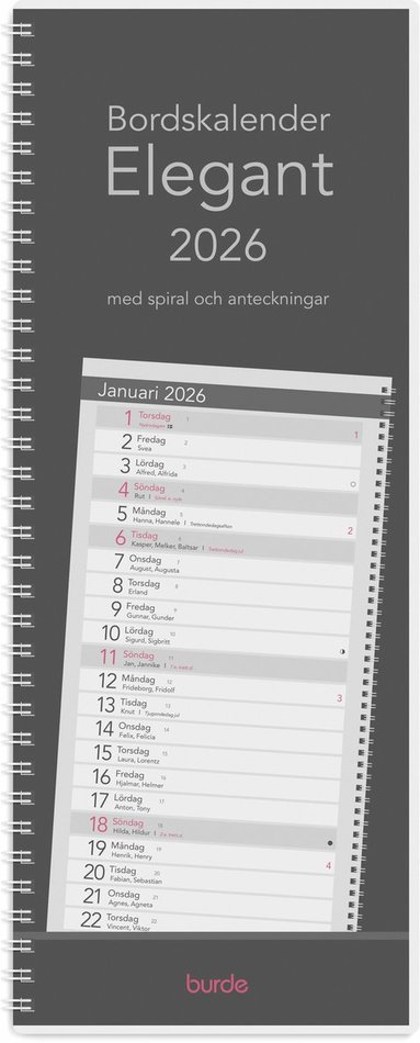 Kalender 2026 Bordskalender Elegant spiral 1