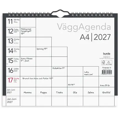 Väggagenda 2027 A4, Övrigt