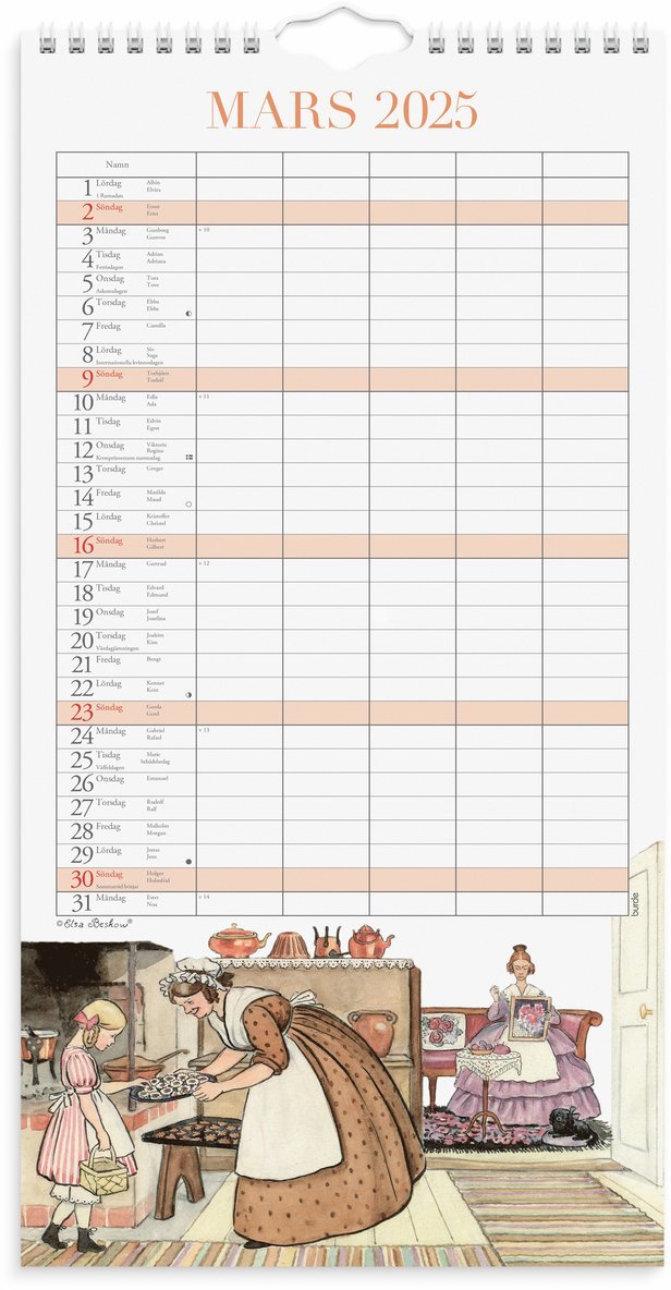 Familjekalender 2025 Elsa Beskow, Övrigt