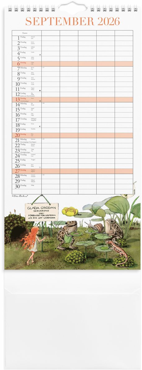 Familjekalender 2026 Elsa Beskow, Övrigt