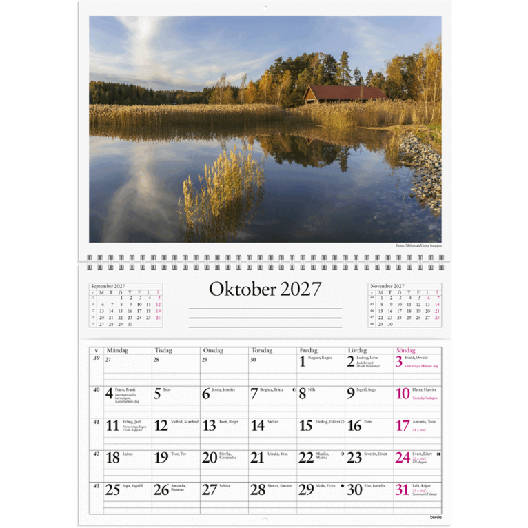 Väggkalender 2027 Väggficka, Övrigt