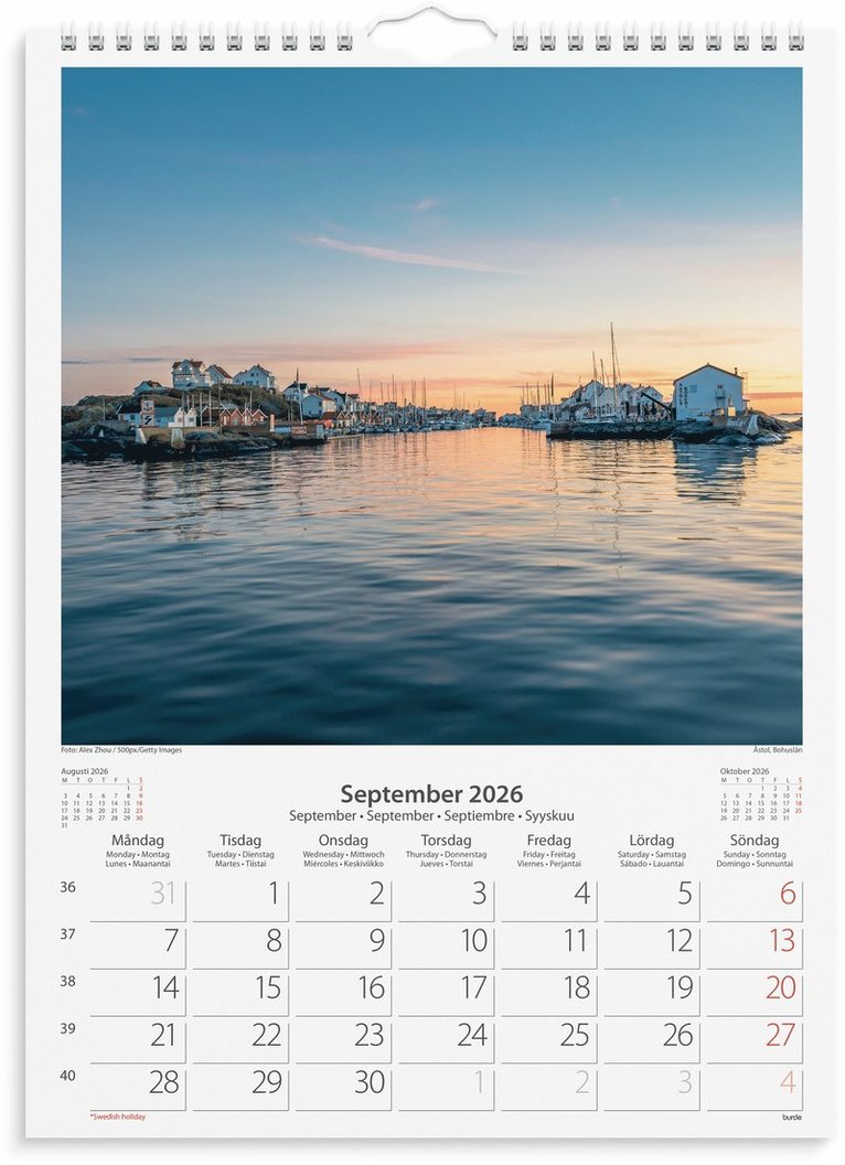 Väggkalender 2026 Beautiful Sweden, Övrigt