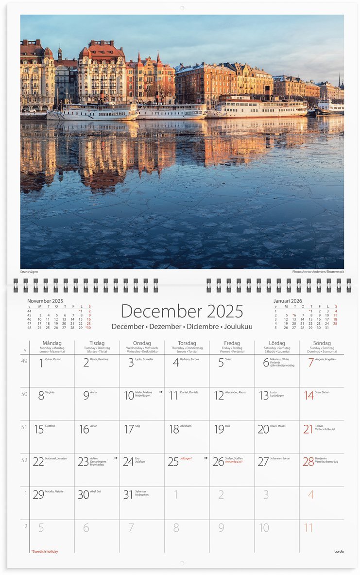 Väggkalender 2025 Stockholm, Övrigt