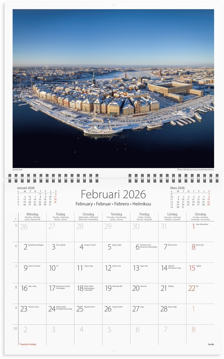 Väggkalender 2026 Stockholm, Övrigt