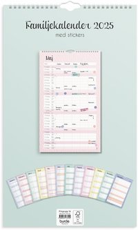 Familjekalender 2025 Pastell stickers