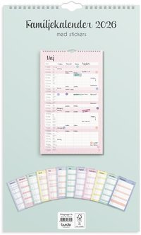 Familjekalender 2026 Pastell stickers