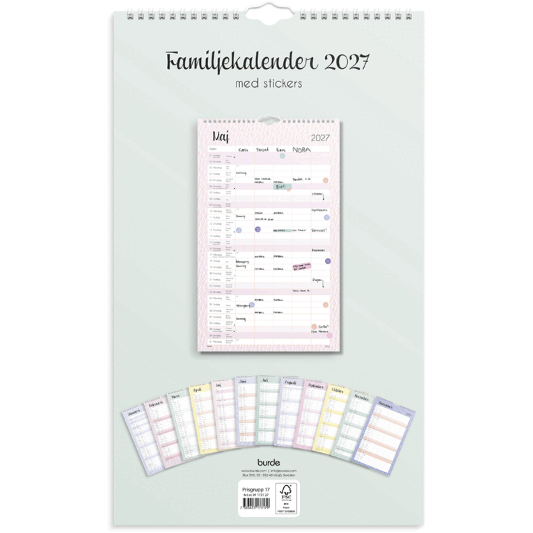 Familjekalender Pastell 2027 stickers, Övrigt. Tillgänglighet: Lägg i varukorg