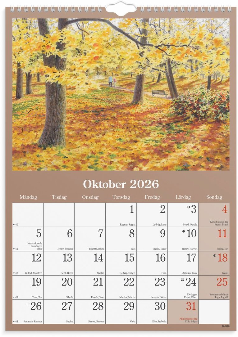 Väggkalender 2026 Klassiska Sverige, Övrigt