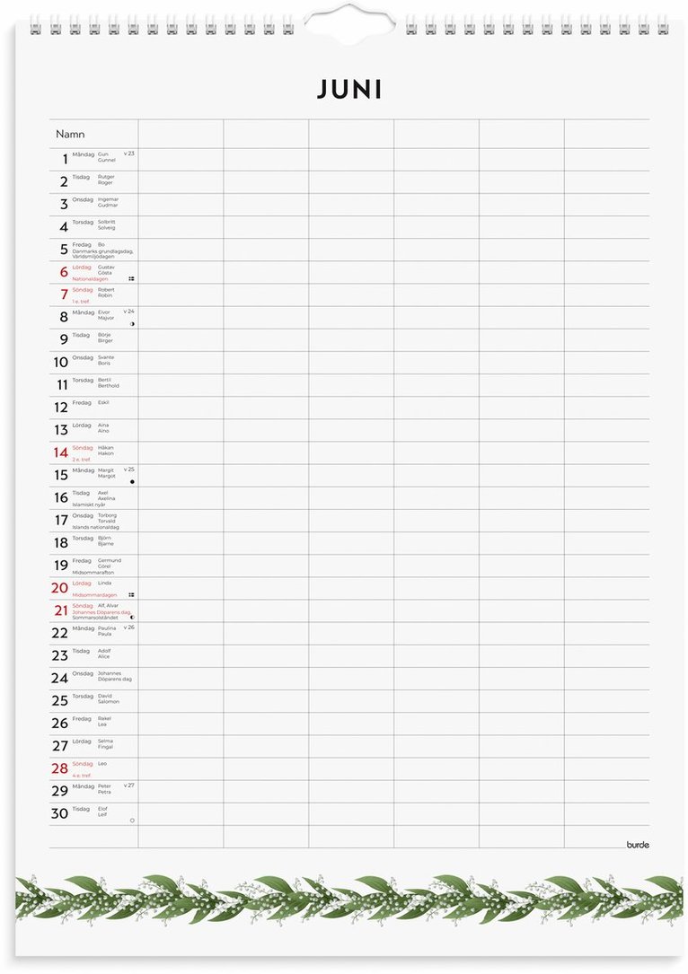 Familjekalender 2026 Illustrerad blomster, Övrigt