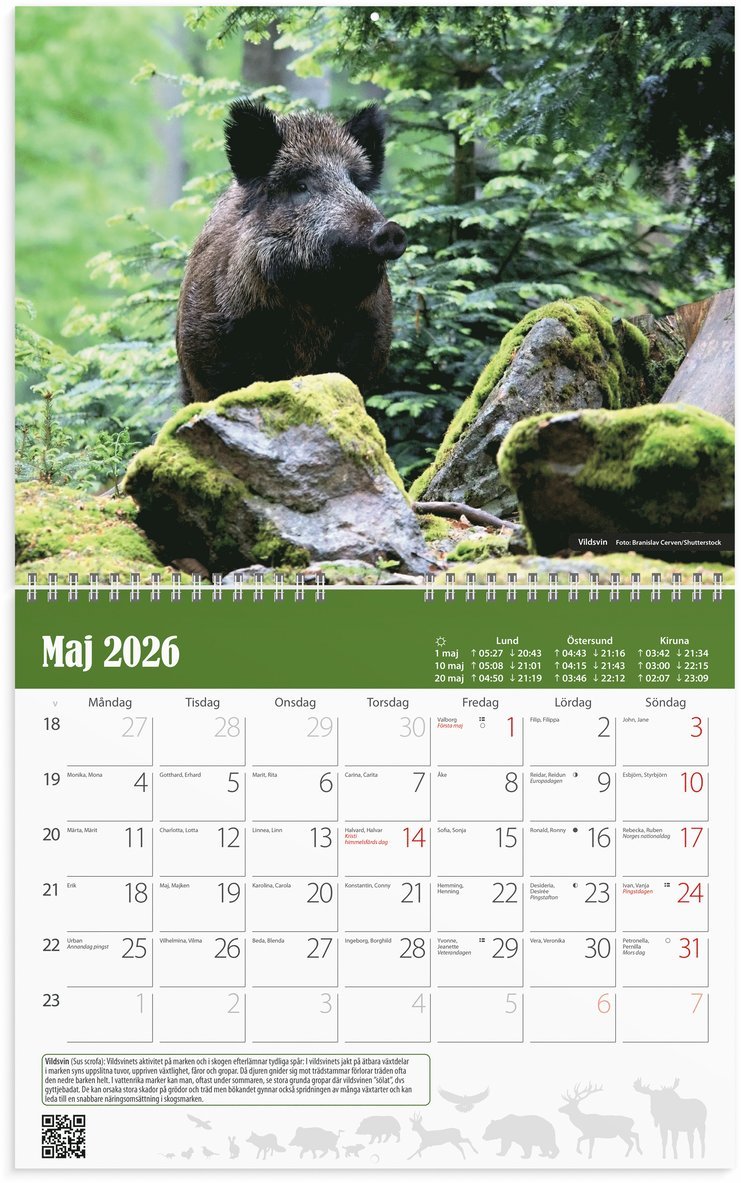 Väggkalender 2026 Jaktkalender, Övrigt
