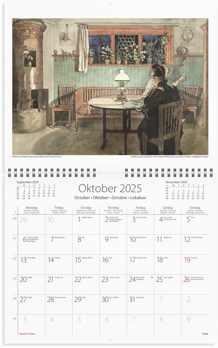 Väggkalender 2025 Carl Larsson, Övrigt
