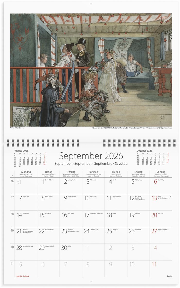 Väggkalender 2026 Carl Larsson, Övrigt
