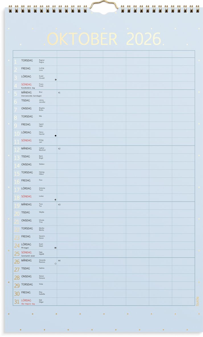 Familjekalender 2026 Color, Övrigt