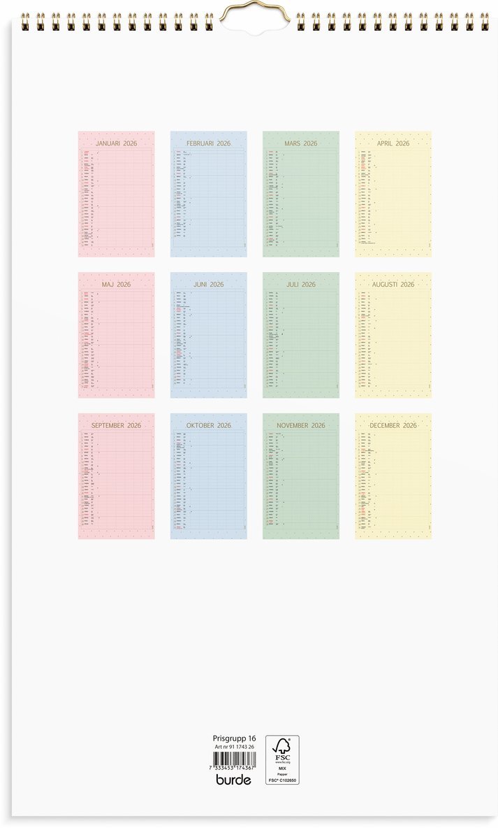 Familjekalender 2026 Color, Övrigt