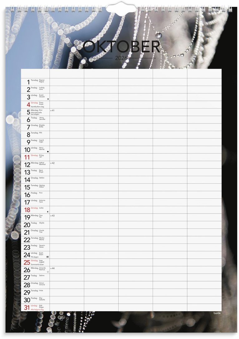 Familjekalender 2026 Seasons, Övrigt