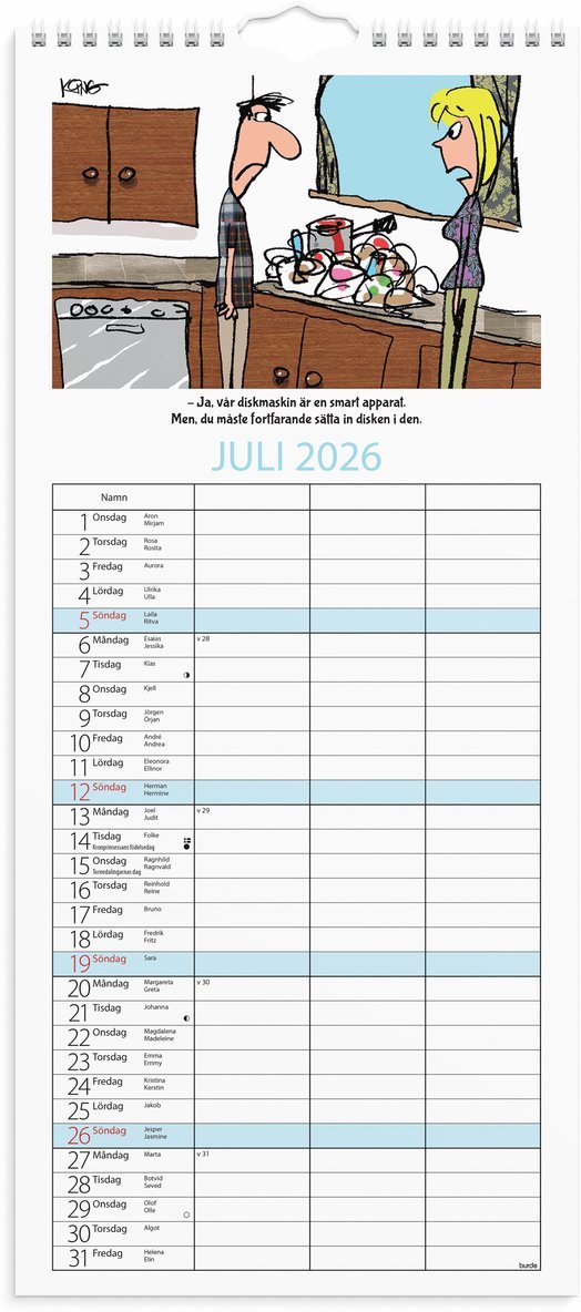 Familjekalender 2026 Parkalendern, Övrigt