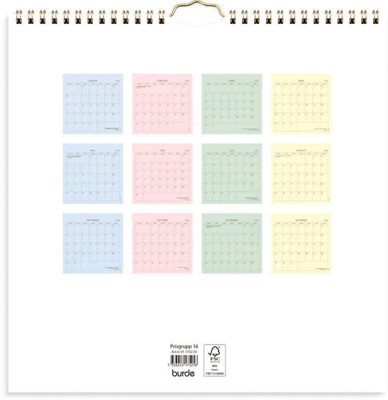 Väggkalender 2025 Color, Övrigt