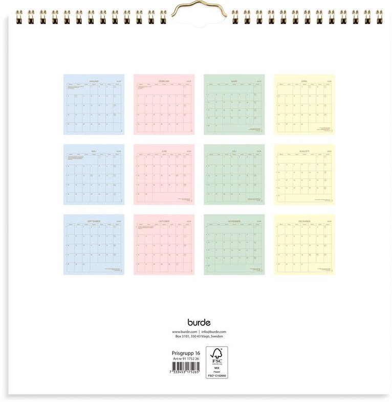 Väggkalender 2026 Color, Övrigt