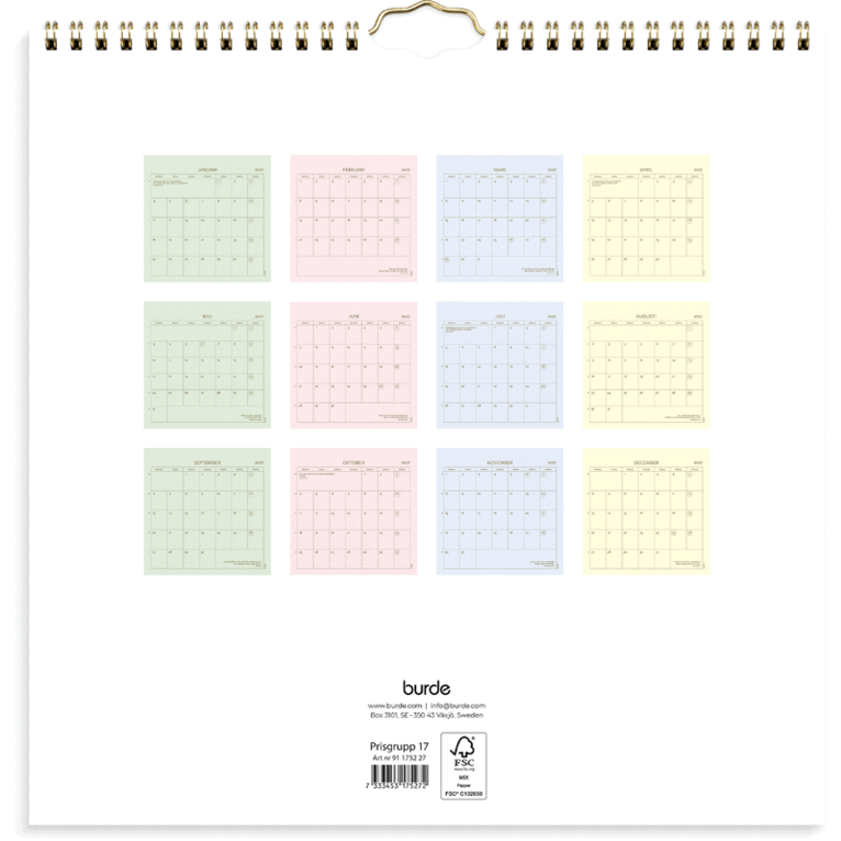 Väggkalender 2027 Color, Övrigt