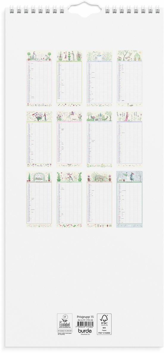 Familjekalender 2026 Magic Garden, Övrigt