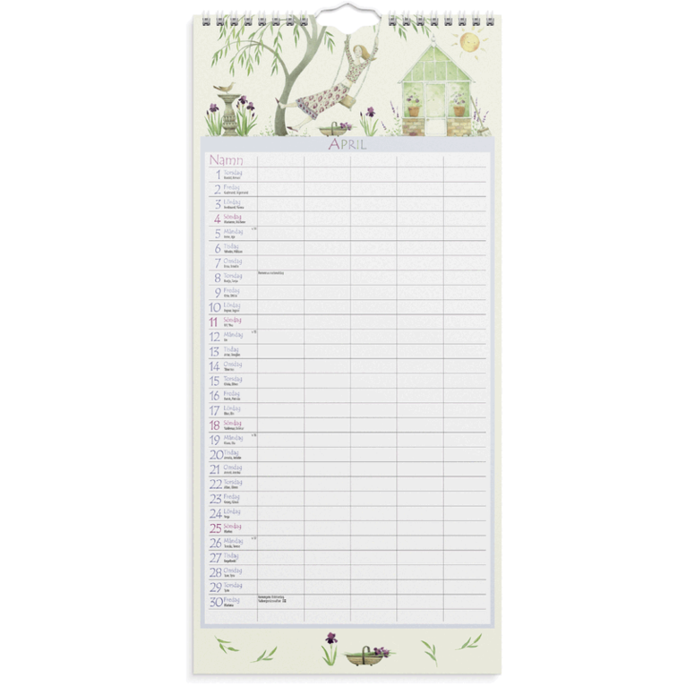 Familjekalender 2027 Magic Garden, Övrigt