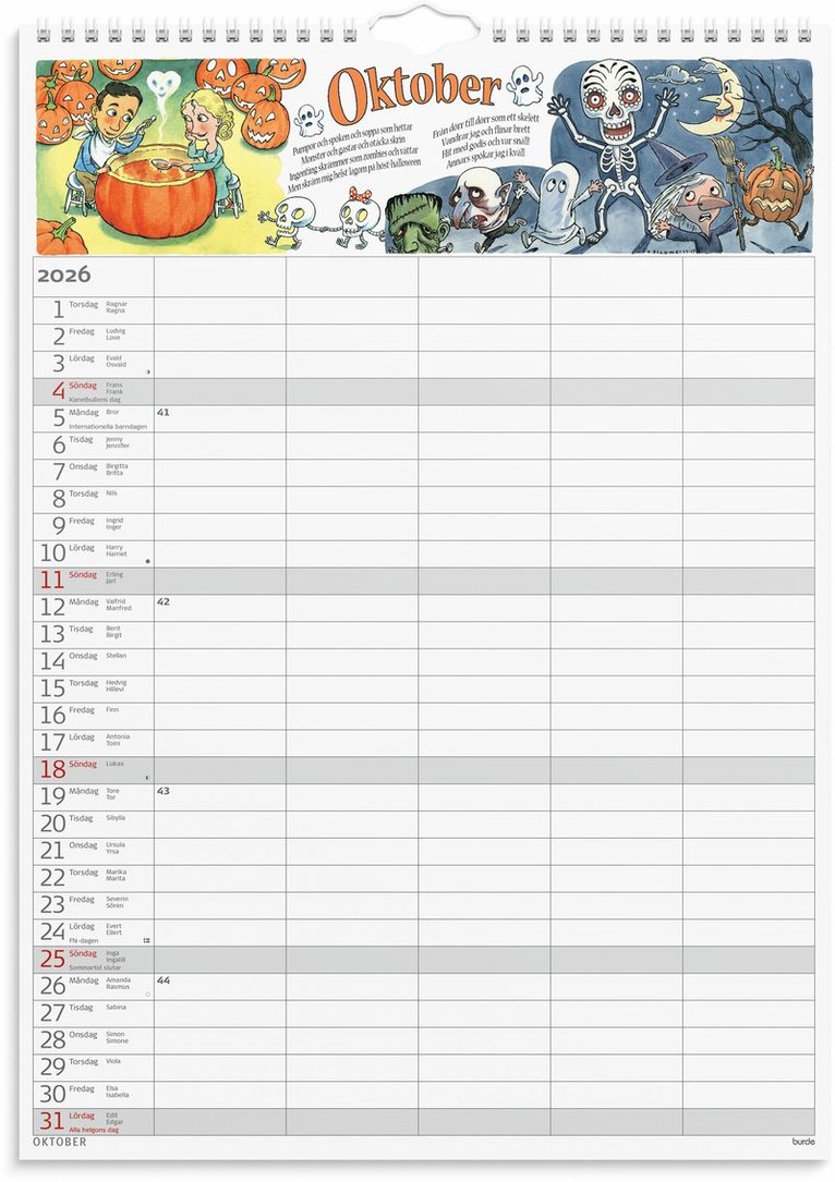 Familjekalender 2026 Stickers, Övrigt