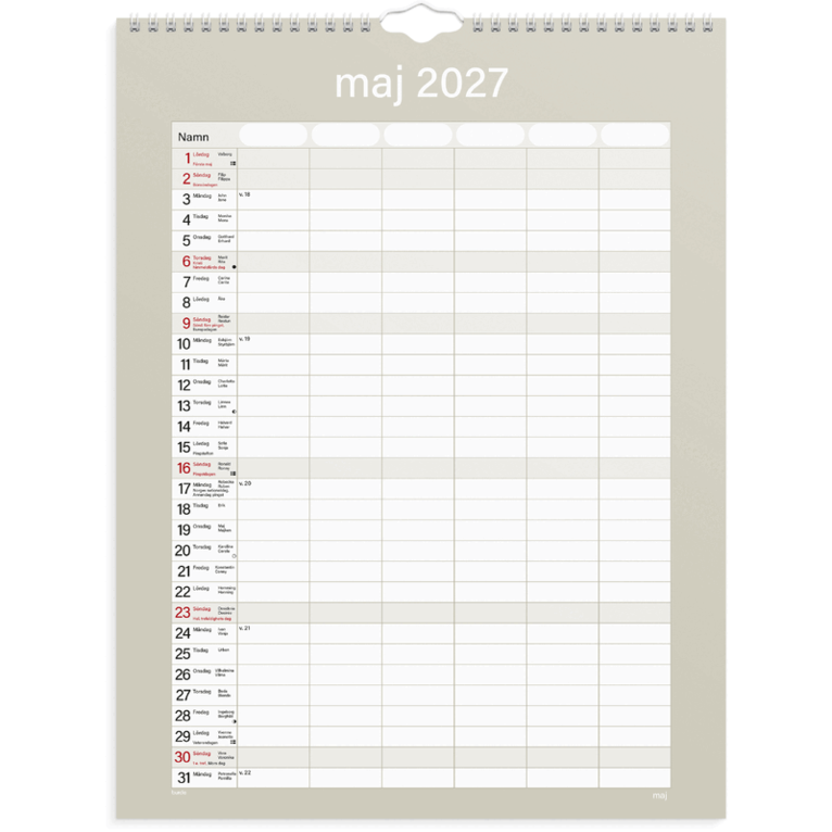 Familjekalender 2027 Praktisk, Övrigt