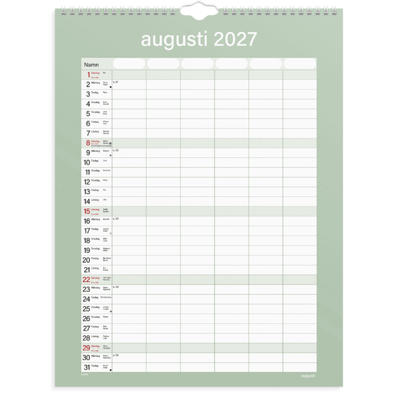 Familjekalender 2027 Praktisk, Övrigt