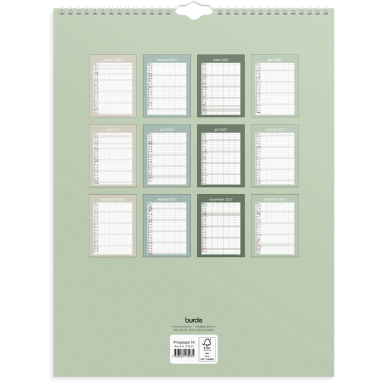 Familjekalender 2027 Praktisk, Övrigt