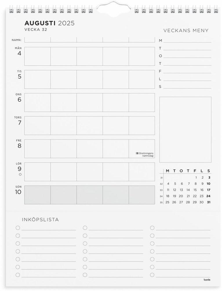 Familjekalender 2025 Familjens veckoplanering, Övrigt