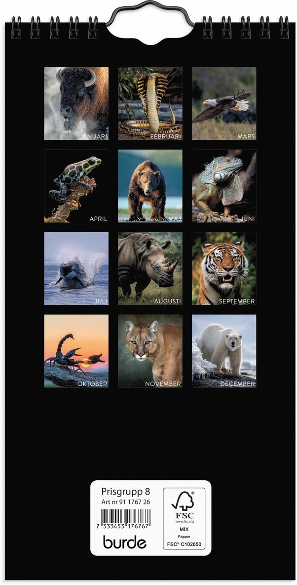 Väggkalender 2026 Wild animals, Övrigt
