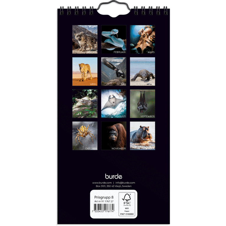Väggkalender 2027 Wild animals, Övrigt