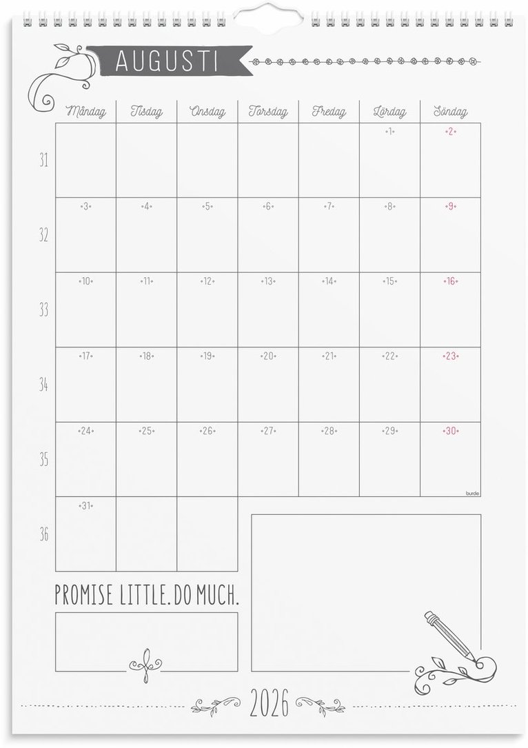Väggkalender 2026 Doodle, Övrigt